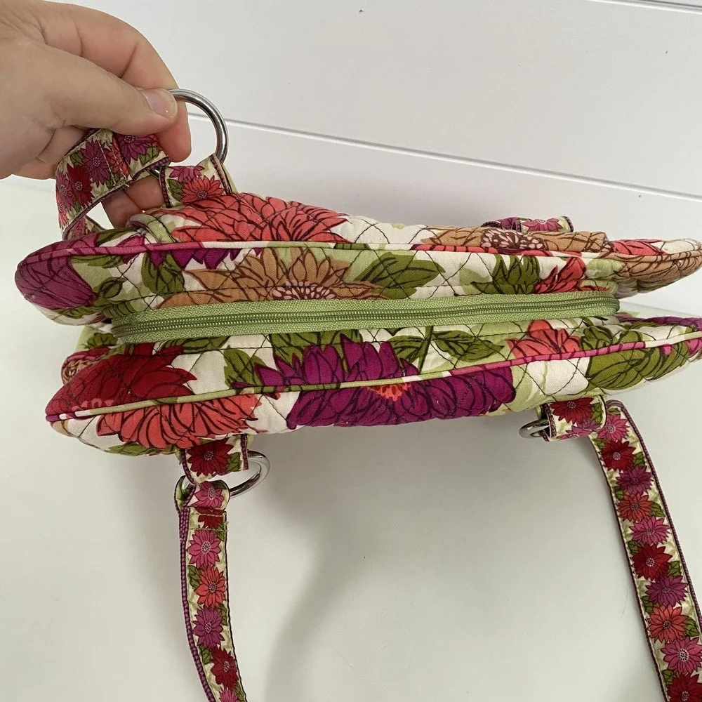 Vera Bradley Shoulder Bag Womens Floral Quilted Cotton Zip Top Purse Tote Pink